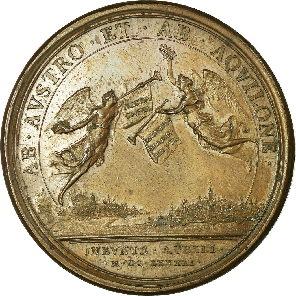 Francia, medalla, Louis XIV, Nice et Mons prises  le même Jour, 1691, Mauger