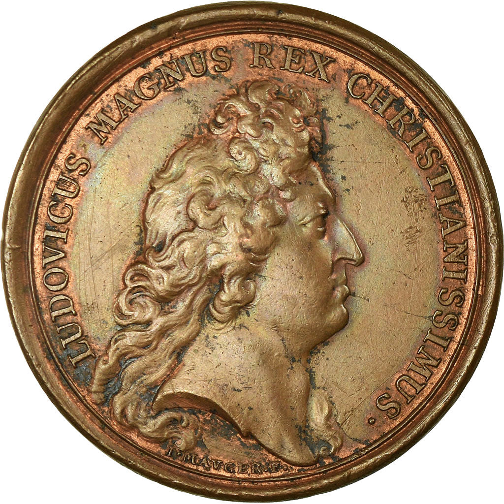 France, Médaille, Louis XIV, Prise de Maastricht, 1673, Mauger, TTB, Cuivre