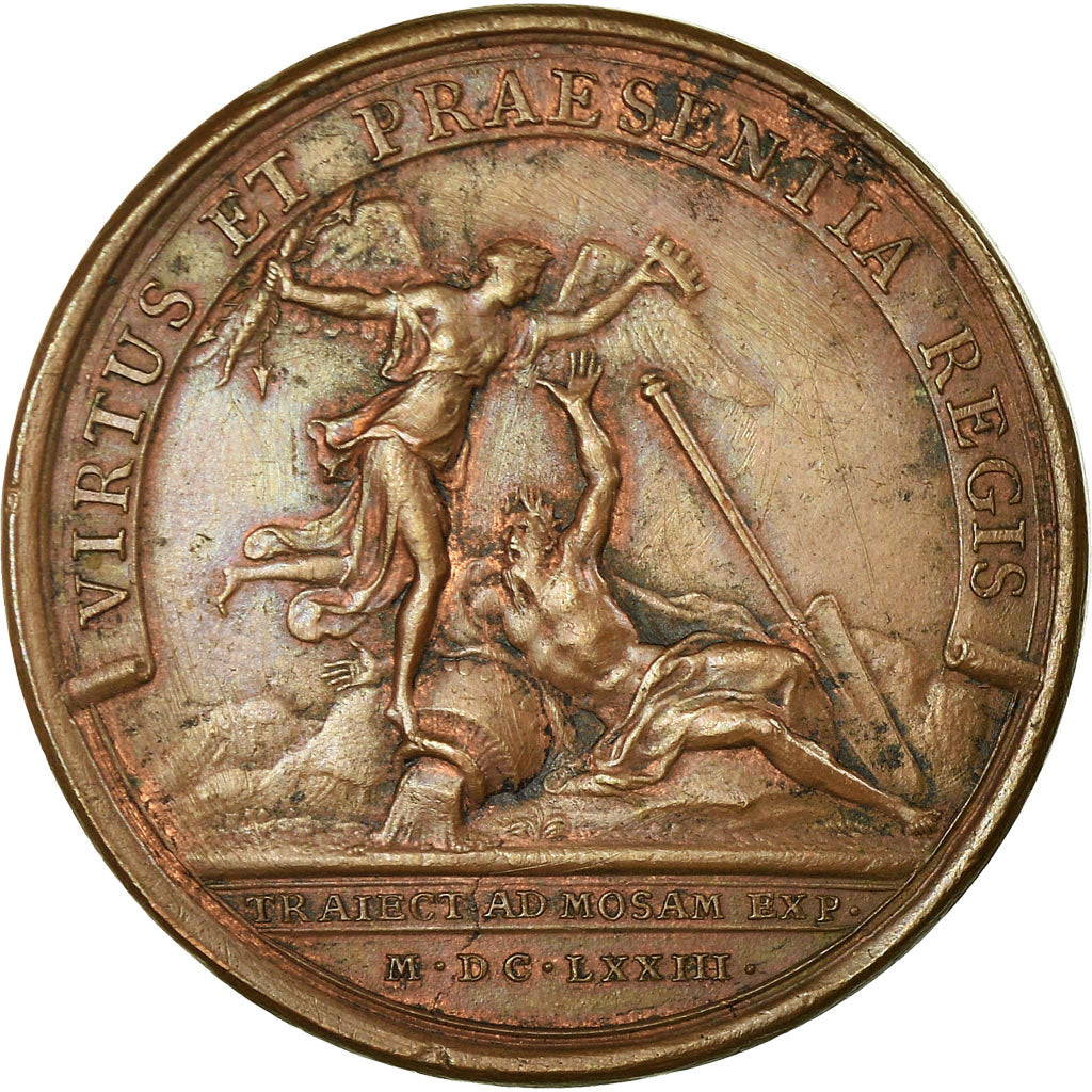 France, Médaille, Louis XIV, Prise de Maastricht, 1673, Mauger, TTB, Cuivre