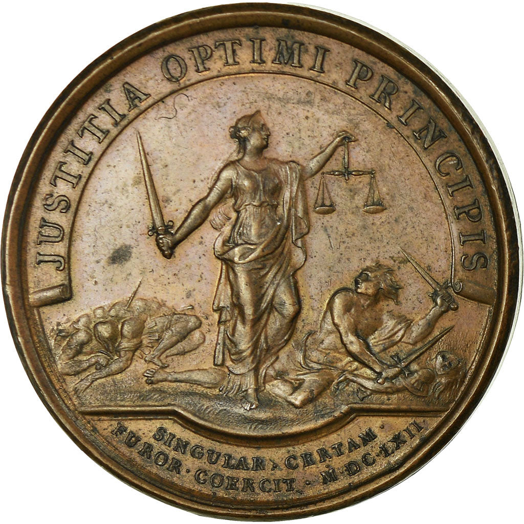 Francja, Medal, Louis XIV, Le Duel Aboli, 1662, Mauger, AU(50-53), Bronze