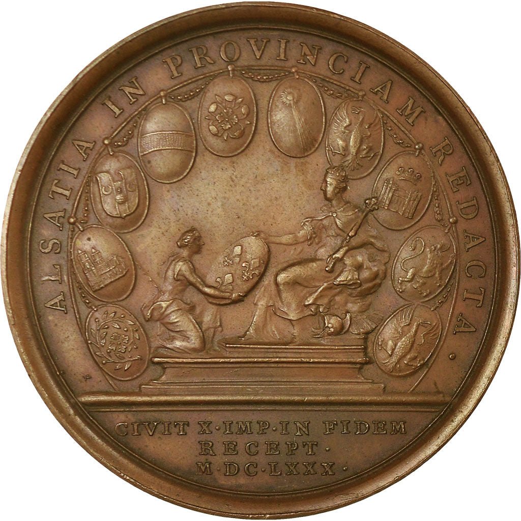 France, Medal, Louis XIV, Soumission des Dix Villes Impériales d'Alsace, 1680