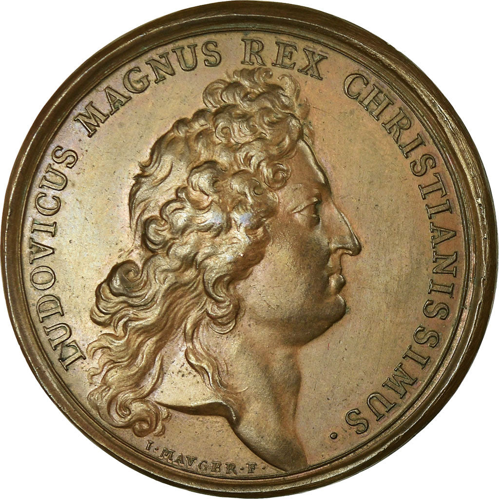 France, Medal, Louis XIV, Quinze Galères sur l'Océan, 1690, Mauger, AU(50-53)