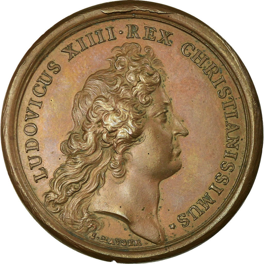 France, Medal, Louis XIV, Mort de la Reine mère, 1666, Mauger, AU(50-53)
