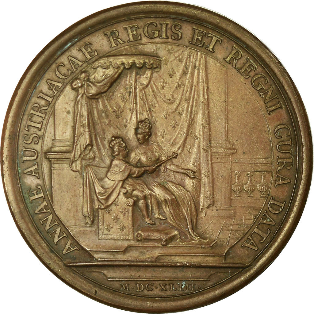França, Medal, Louis XIV, Anne d'Autriche, Régente, 1643, Mauger, AU(55-58)