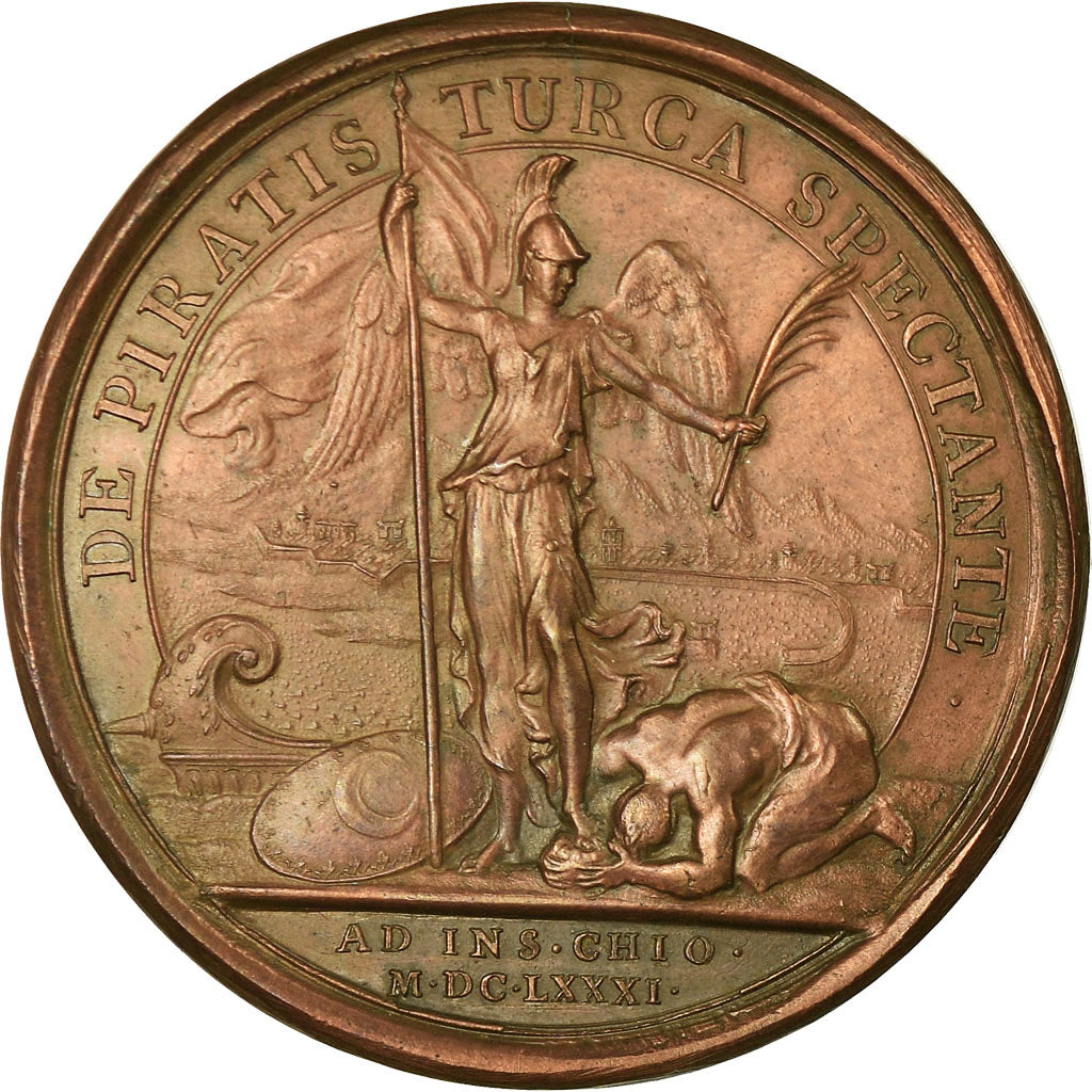 France, Médaille, Louis XIV, Défaite des Corsaires de Tripoli, 1681, Mauger