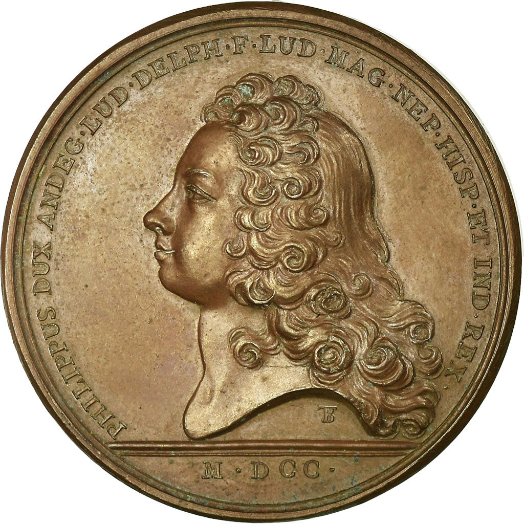 Francia, medalla, Louis XIV, Philippe Dauphin, 1700, Mauger, EBC, Bronce