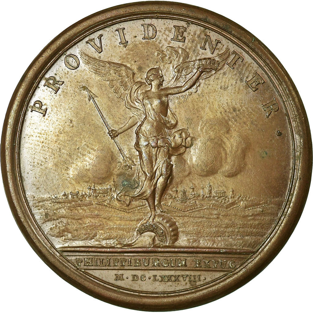 Francia, medalla, Louis XIV, Prise de Philippsbourg, 1688, Mauger, EBC, Cobre