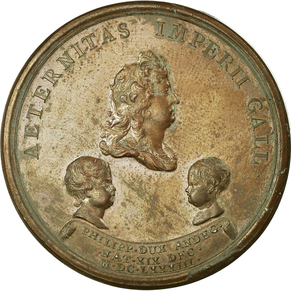 França, Medal, Louis XIV, Naissance du Duc d'Anjou, 1683, Mauger, AU(50-53)