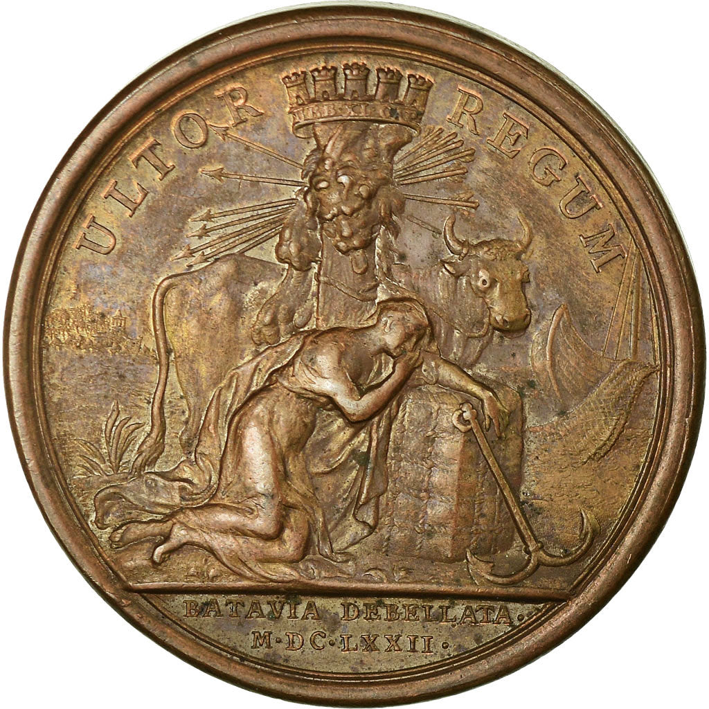 France, Médaille, Louis XIV, La Hollande Subjuguée, 1672, Mauger, TTB+