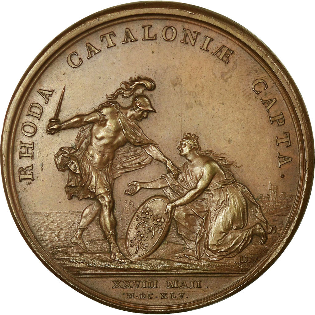 France, Médaille, Louis XIV, Prise de Rosas, 1645, Mauger, SUP+, Bronze