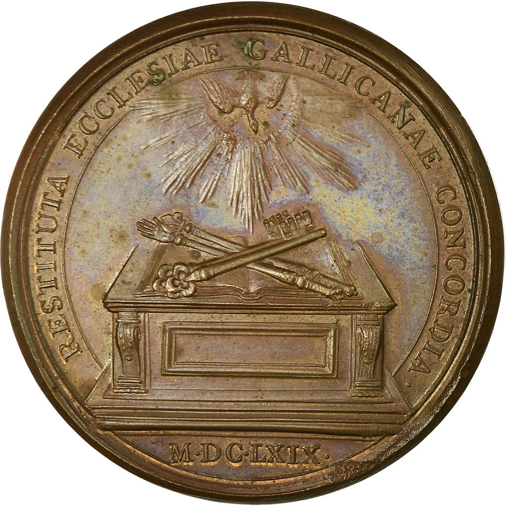 Frankreich, Medaille, Louis XIV, Paix de l'Eglise, 1669, Mauger, VZ, Bronze