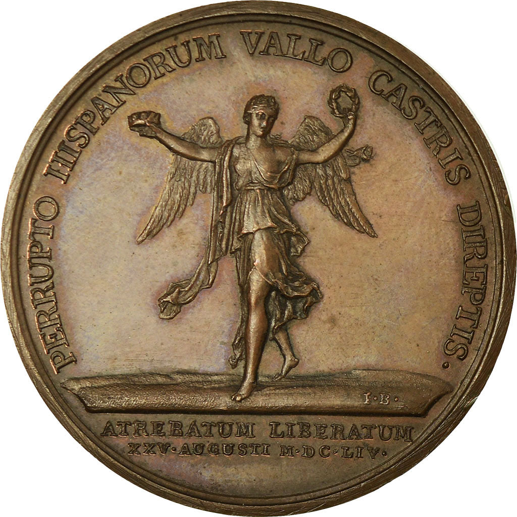 França, Medal, Louis XIV, Secours d'Arras, 1654, Mauger, AU(55-58), Bronze