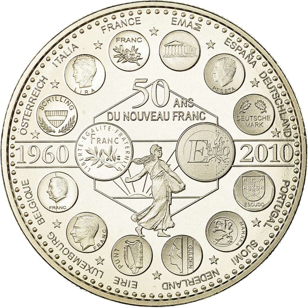França, Medal, L'Europe des XXVII, 50 ans du nouveau Franc, 2010, MS(65-70)