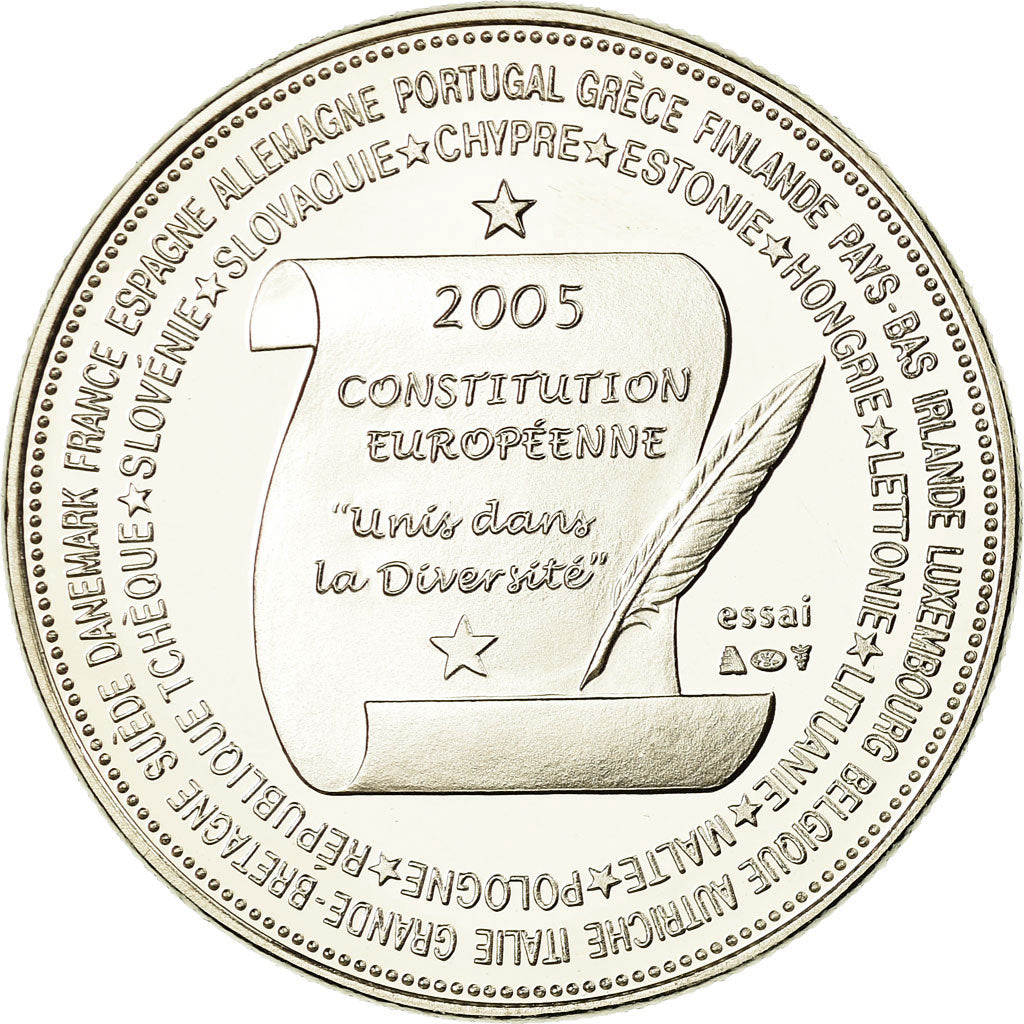 France, Médaille, la Constitution Européenne, 2005, FDC, Copper-nickel