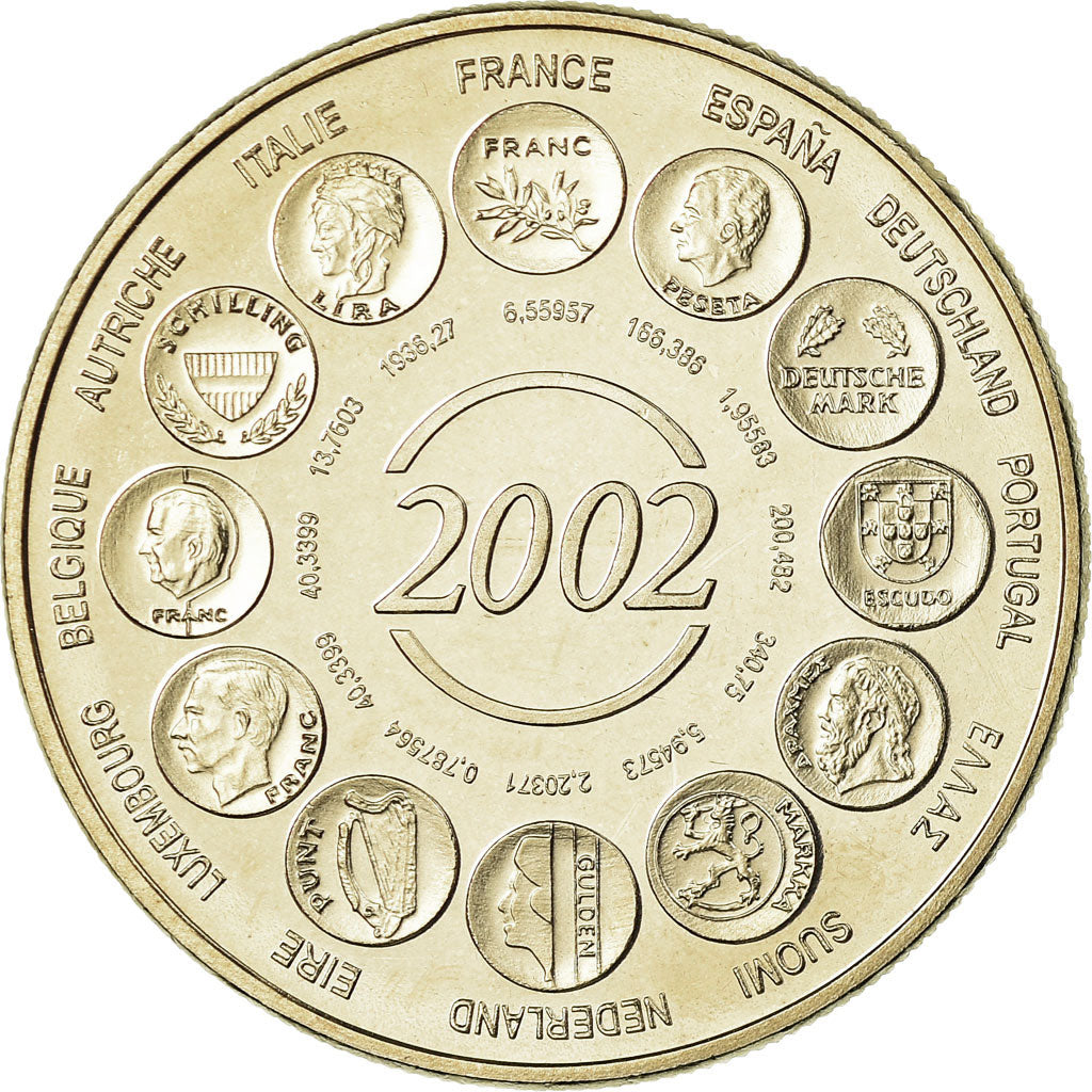 Francia, medaglia, Naissance de l'Euro Fiduciaire, 2002, FDC, Rame-nichel
