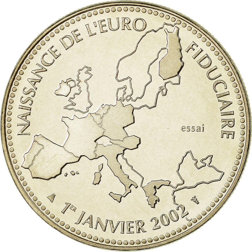 Francia, medaglia, Naissance de l'Euro Fiduciaire, 2002, FDC, Rame-nichel
