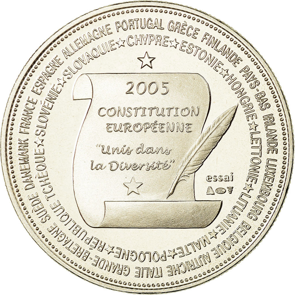 France, Médaille, la Constitution Européenne, 2005, FDC, Copper-nickel