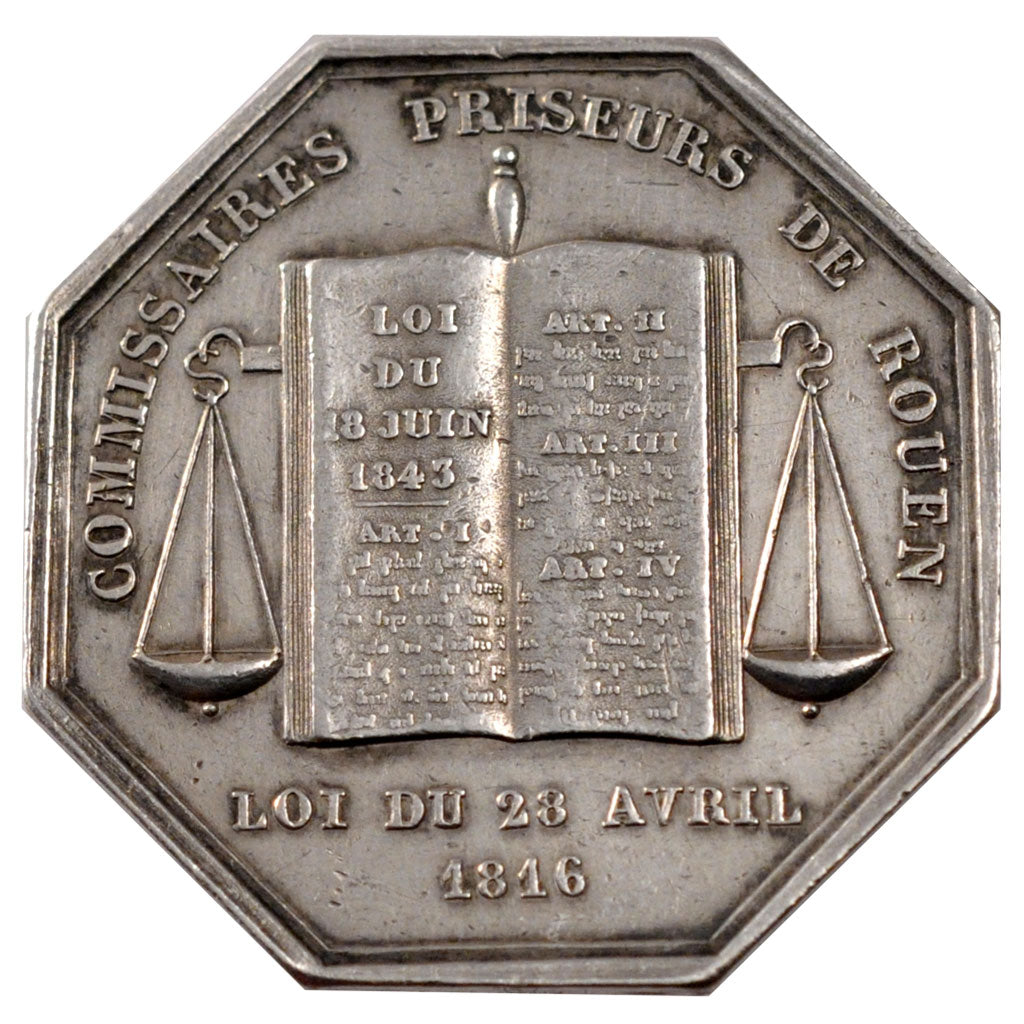 France, Trades, Token, 1816, AU(50-53), Silver, 16.71