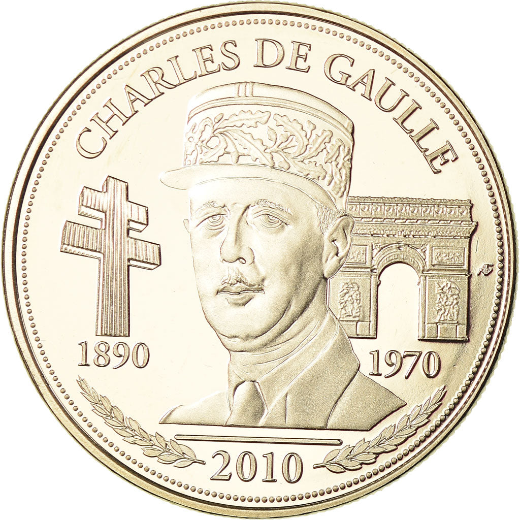 France, Medal, Charles De Gaulle, 2010, MS(65-70), Copper-nickel