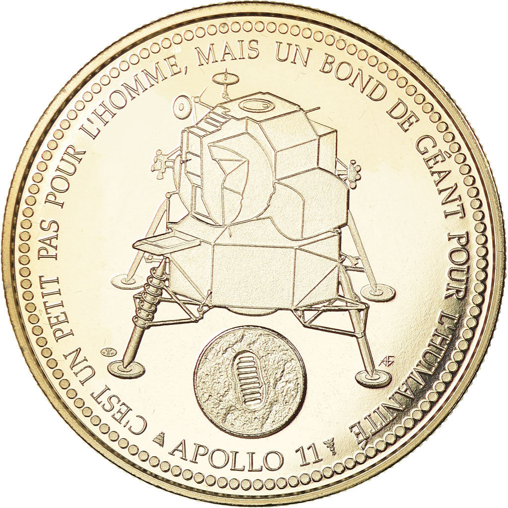 Francja, Medal, Le Premier Homme sur la Lune, MS(65-70), Miedź-Nikiel