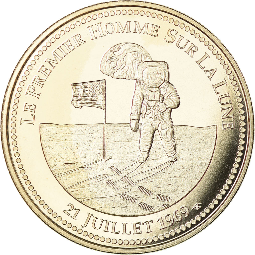 Francja, Medal, Le Premier Homme sur la Lune, MS(65-70), Miedź-Nikiel
