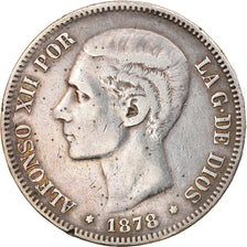 Monnaie, Espagne, Alfonso XII, 5 Pesetas, 1878, Madrid, TB+, Argent, KM:676