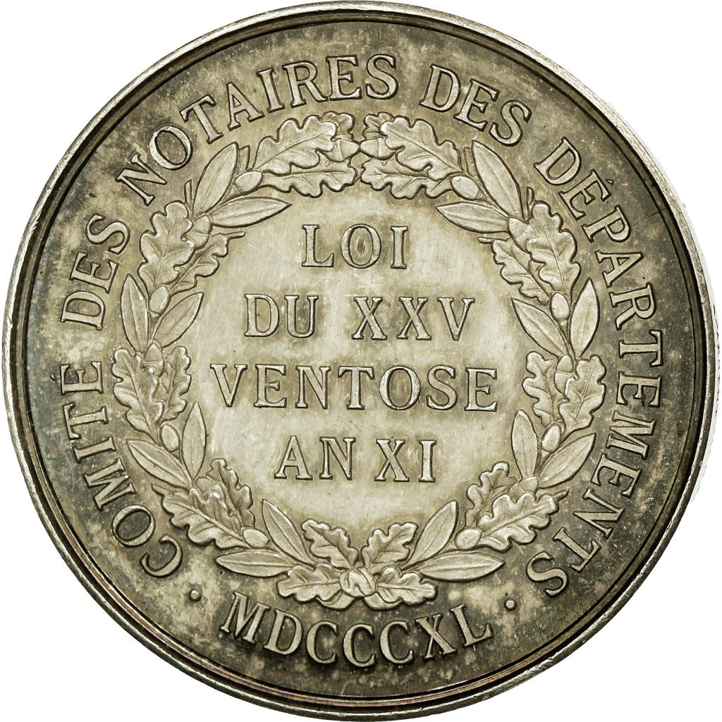 France, Token, Notary, 1840, MS(60-62), Silver, Lerouge:450