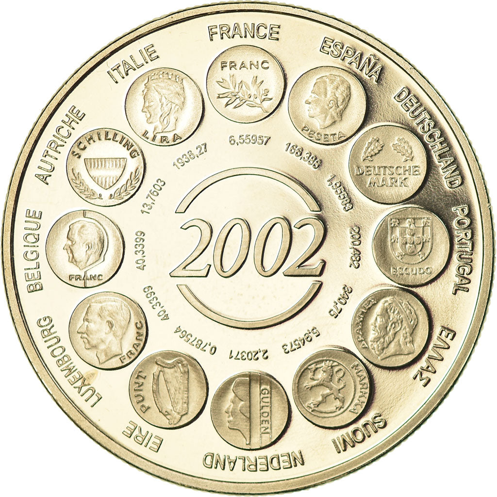 Francia, medalla, Naissance de l'Euro Fiduciaire, 2002, FDC, Cobre - níquel