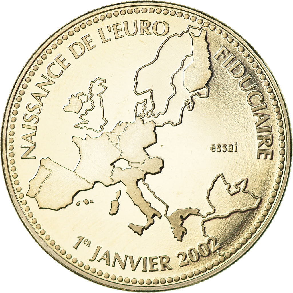 Francia, medalla, Naissance de l'Euro Fiduciaire, 2002, FDC, Cobre - níquel