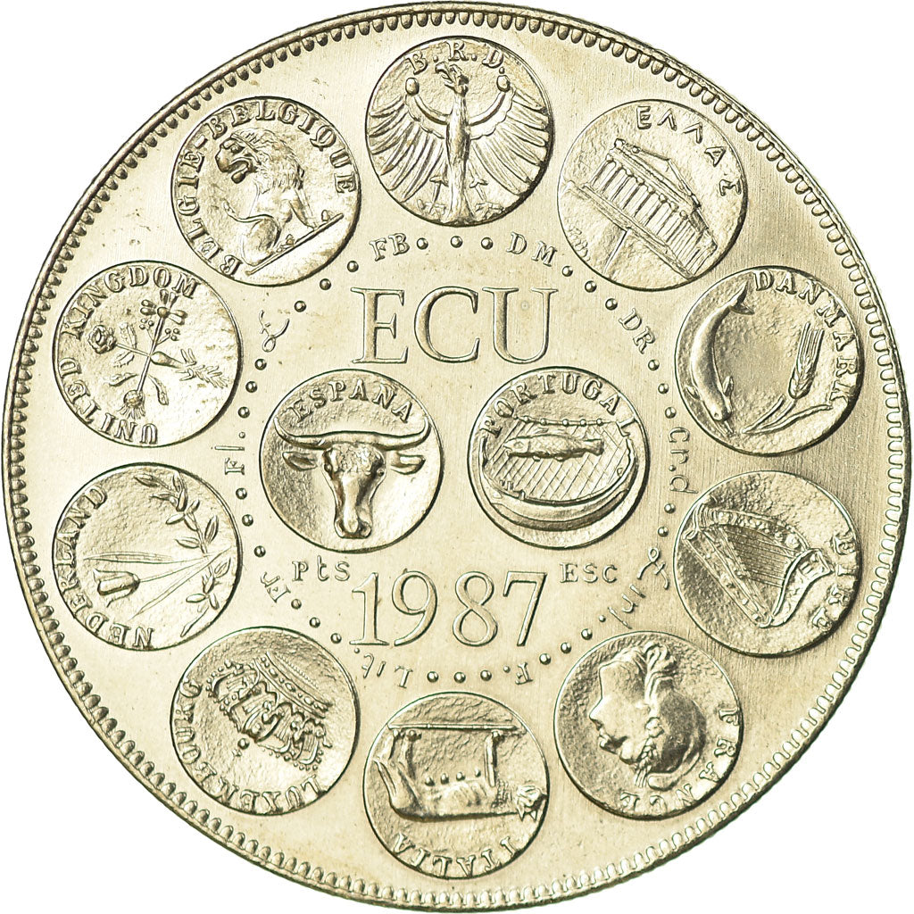 Francia, medaglia, Ecu Europa, Marianne, 1987, Rodier, FDC, Rame-nichel