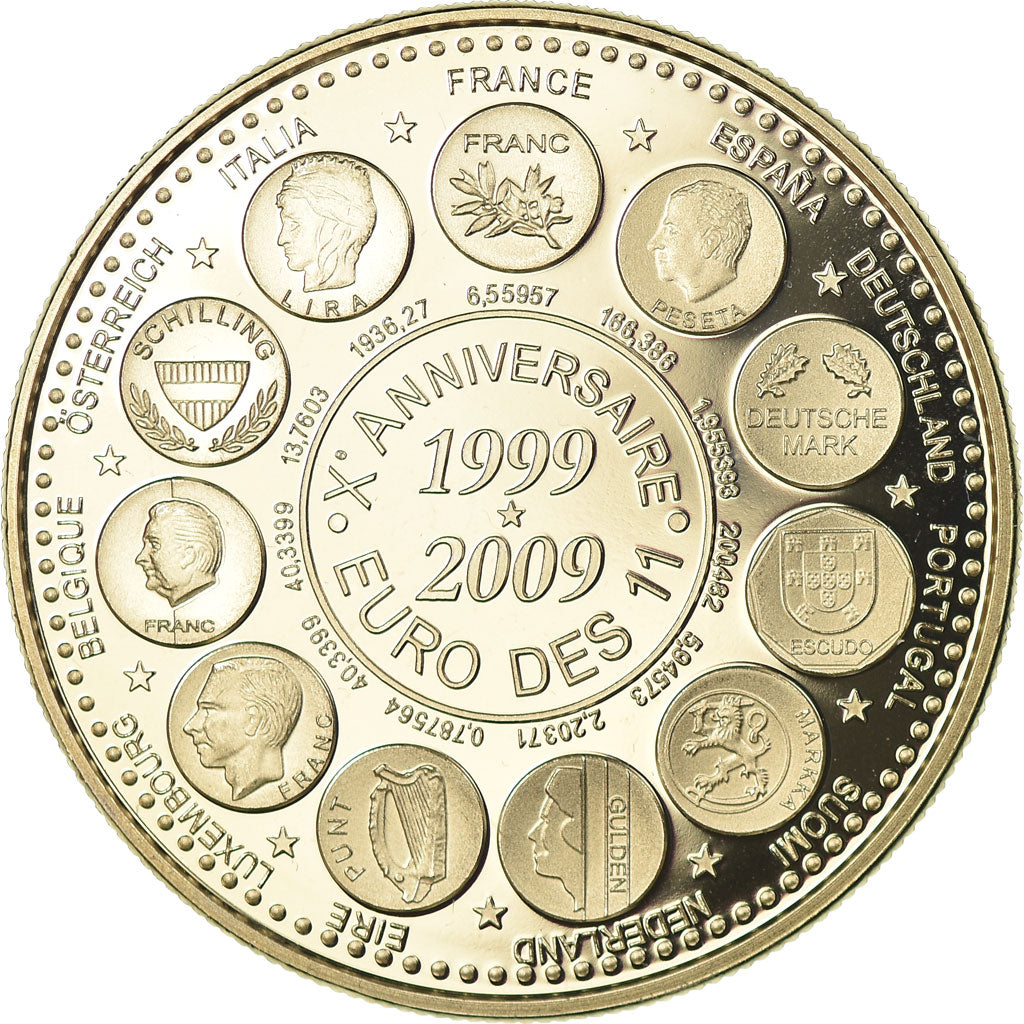 Francia, medalla, 10ème Anniversaire de l'Euro, 2009, FDC, Cobre - níquel