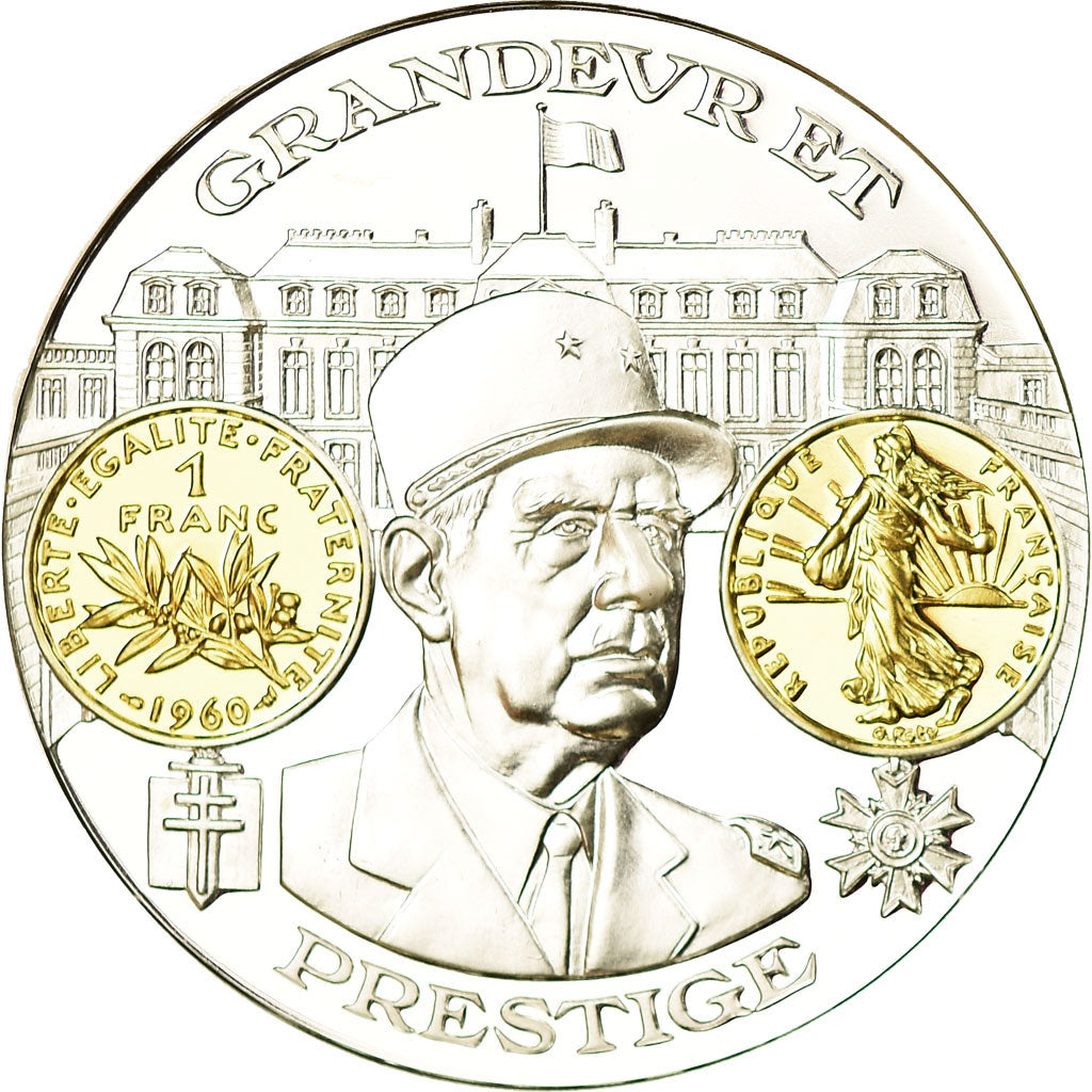 France, Medal, 2000 ans d'Histoire Monétaire française, Charles de Gaulle