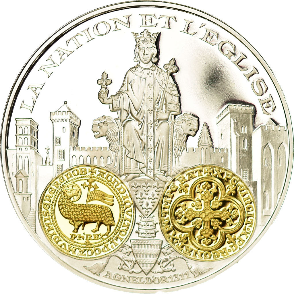 France, Medal, 2000 Ans d'Histoire Monétaire, Agnel d'Or, MS(65-70), Silver