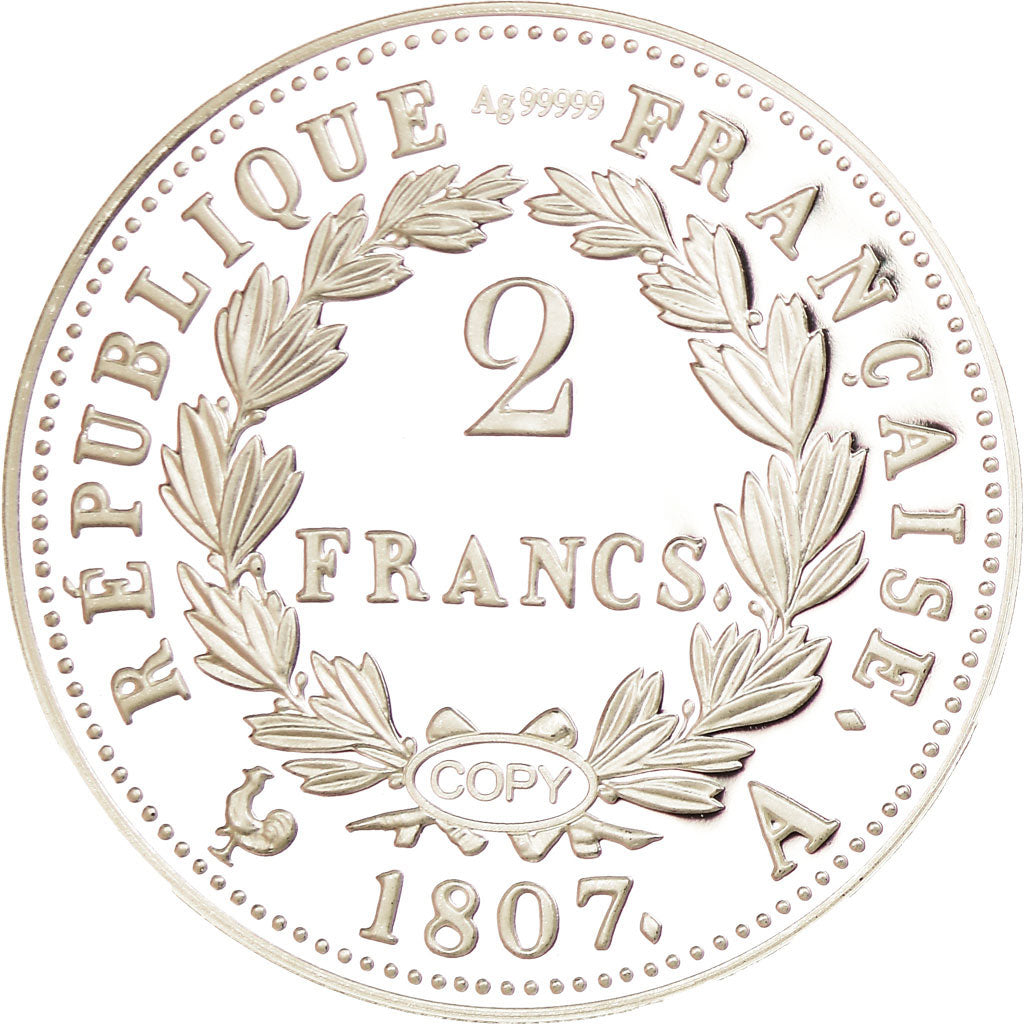 France, Médaille, Reproduction de la 2 Francs Napoléon Tête de Nègre, FDC