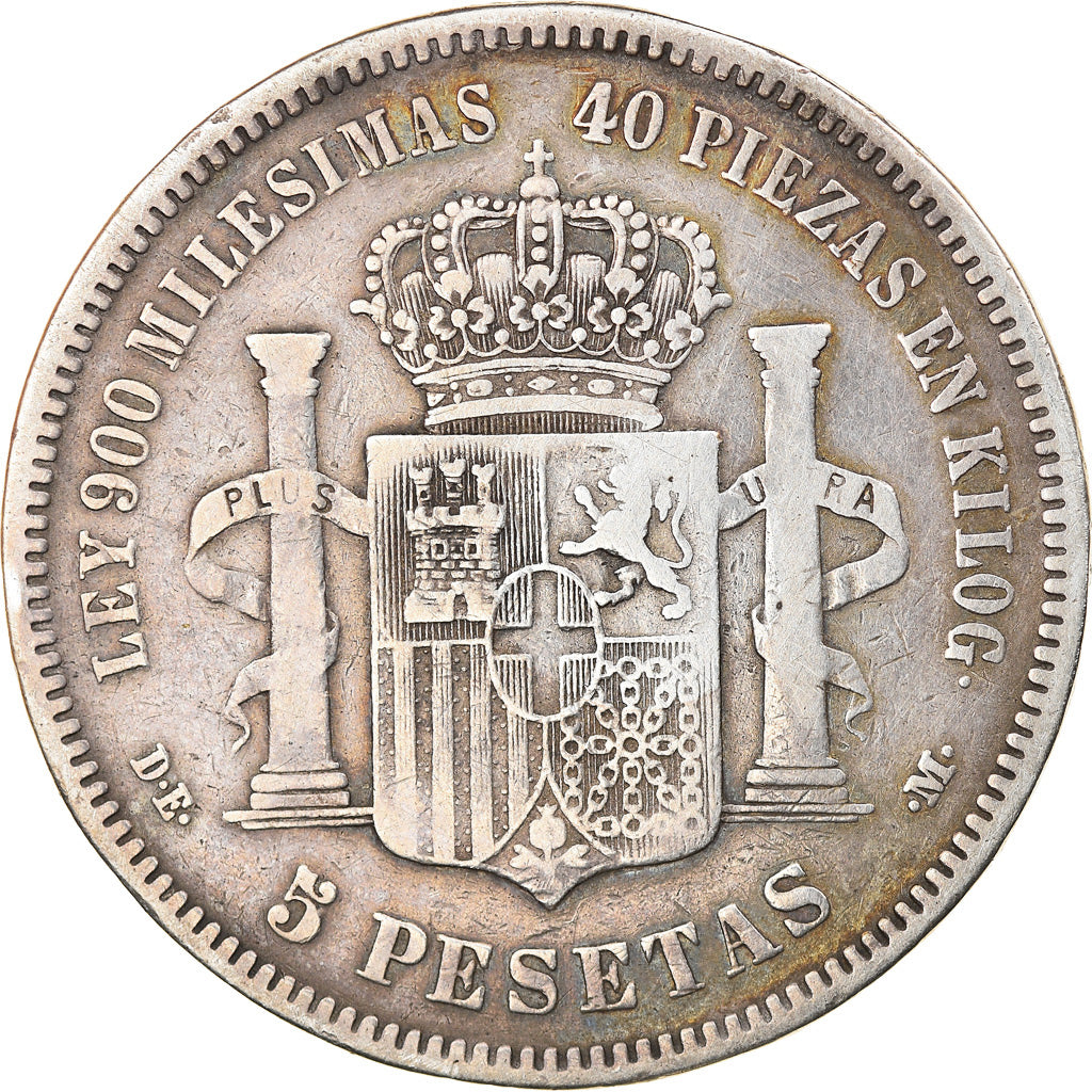 Coin, Spain, Amadeao I, 5 Pesetas, 1871, Madrid, VF(20-25), Silver, KM:666