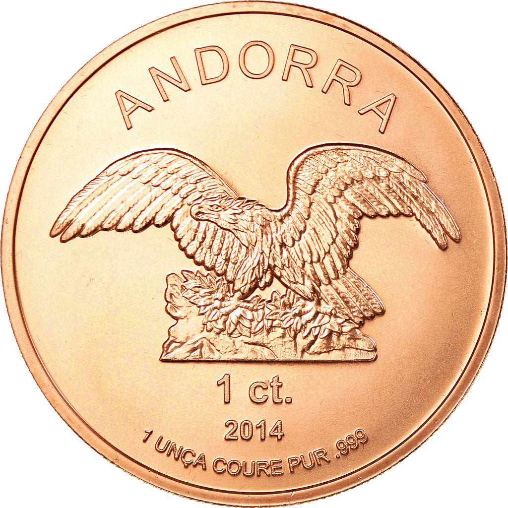 Andorra, Medal, 1 Centime, 1 Unça Coure Pur, 2014, MS(65-70), Copper