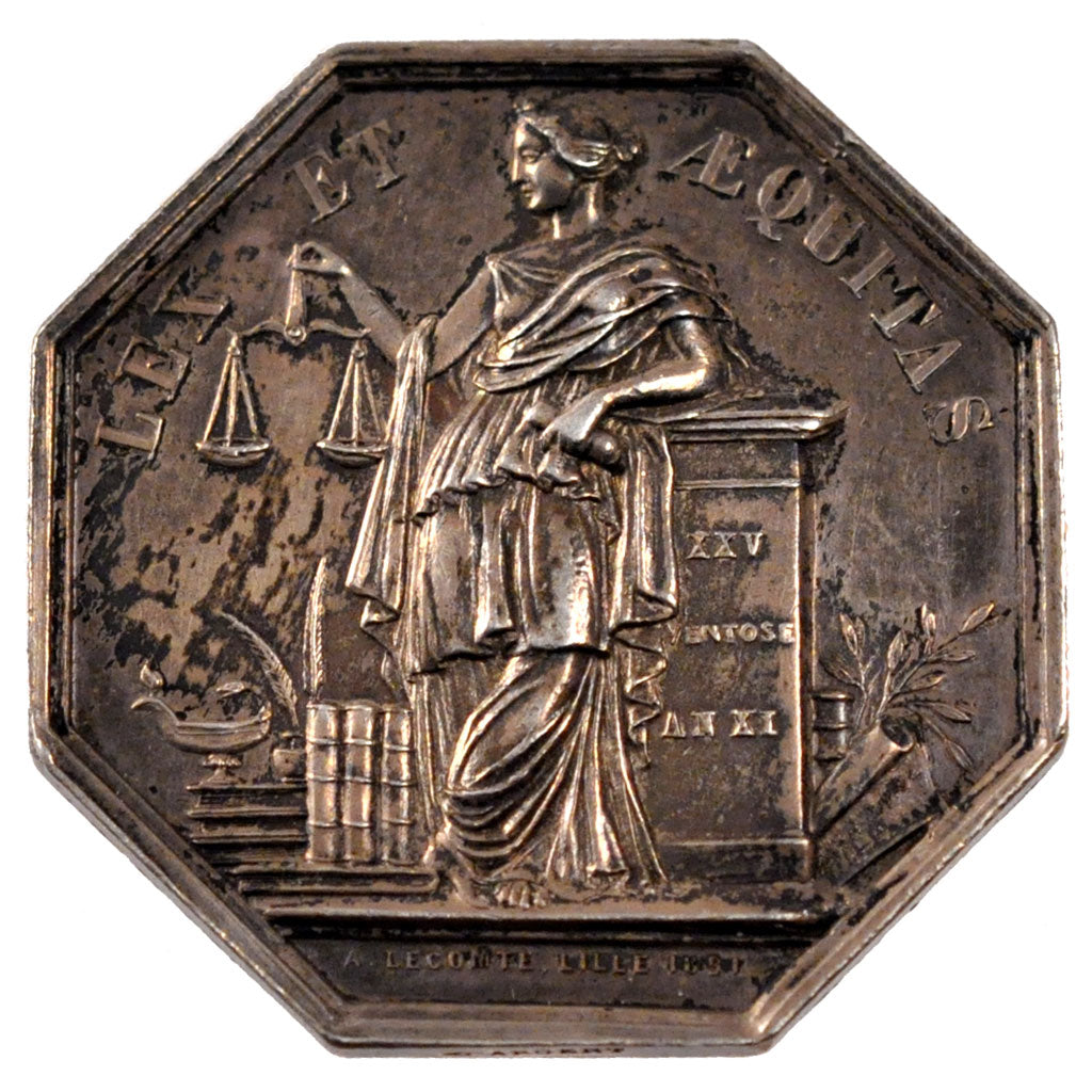 France, Notary, Token, 1851, AU(55-58), Silver, Lerouge #120, 10.81
