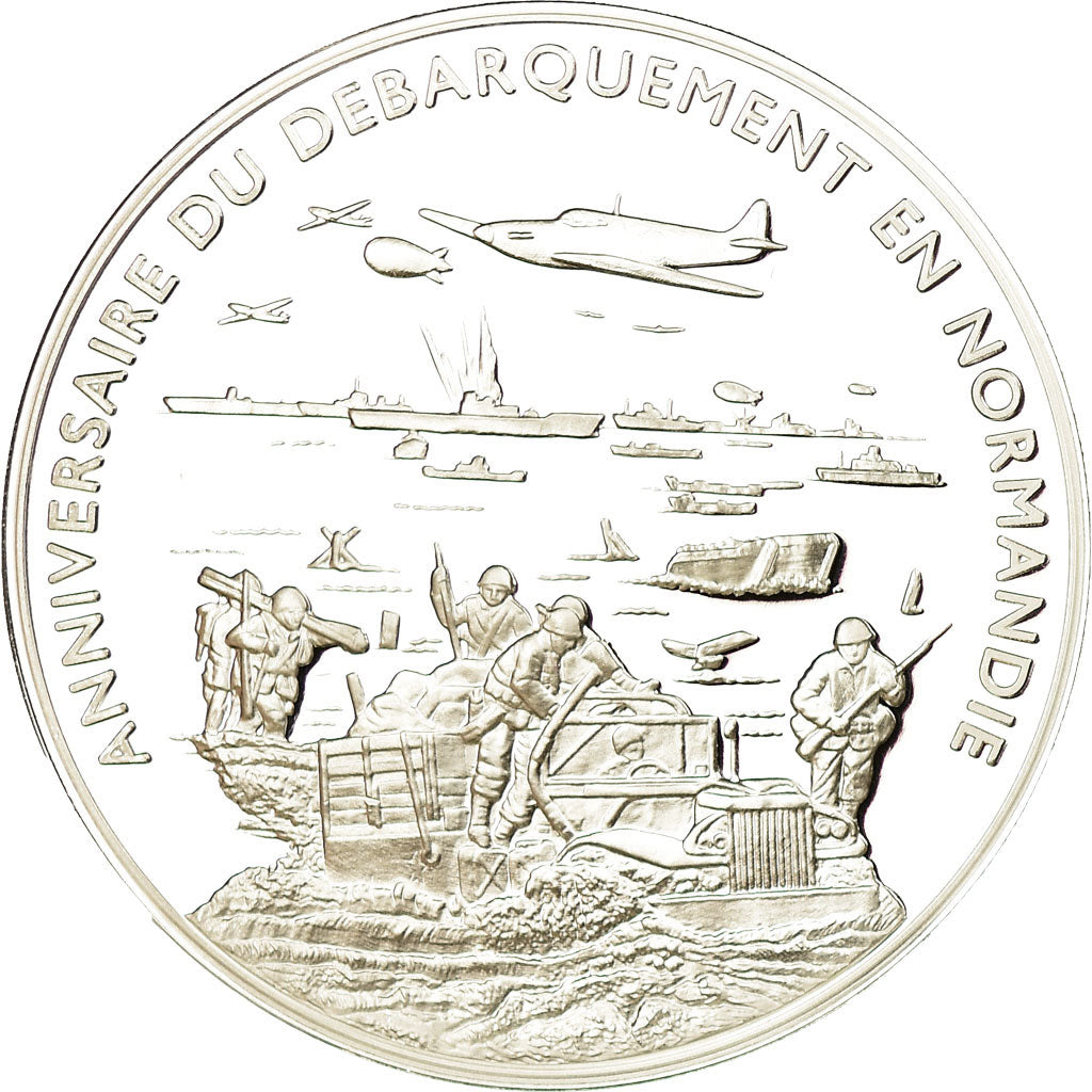 France, Medal, Anniversaire du Débarquement de Normandie, MS(65-70), Silver