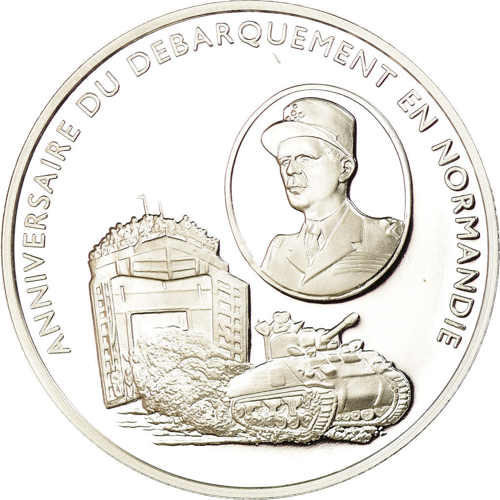 France, Medal, Anniversaire du Débarquement de Normandie, MS(65-70), Silver