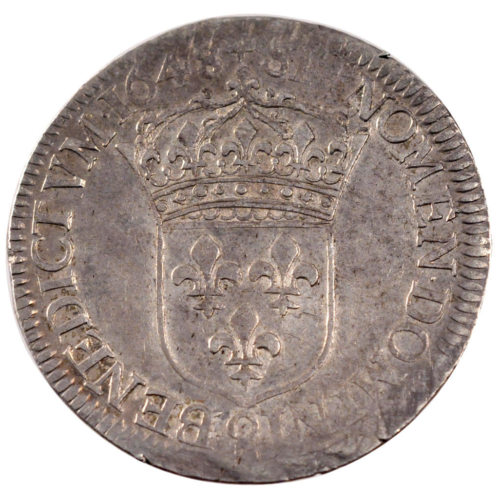 Coin, France, Louis XIV, Écu à la mèche longue, Ecu, 1648, Rennes, VF(30-35)