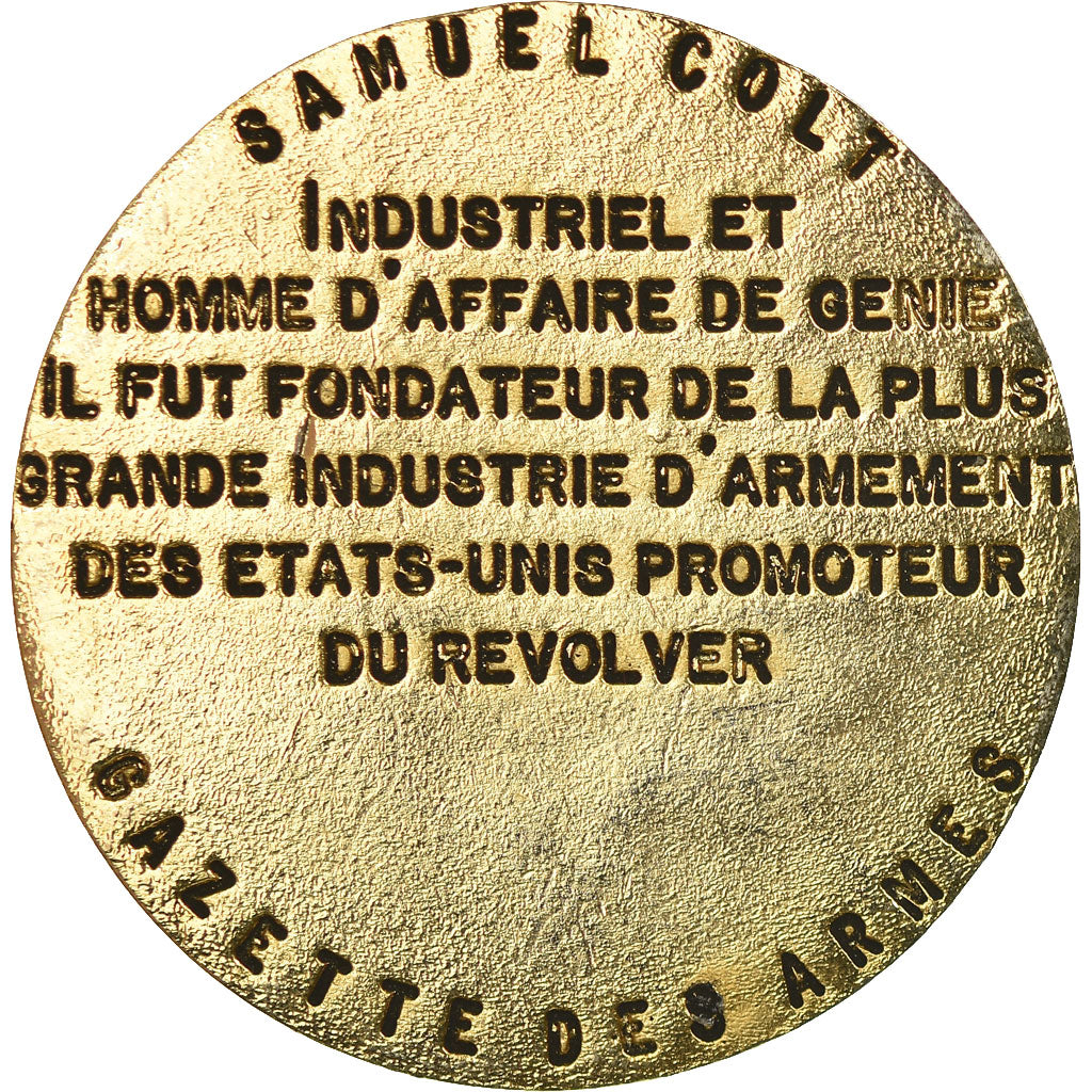 France, Médaille, Samuel Colt, Gazette des Armes, SUP+, Copper Gilt