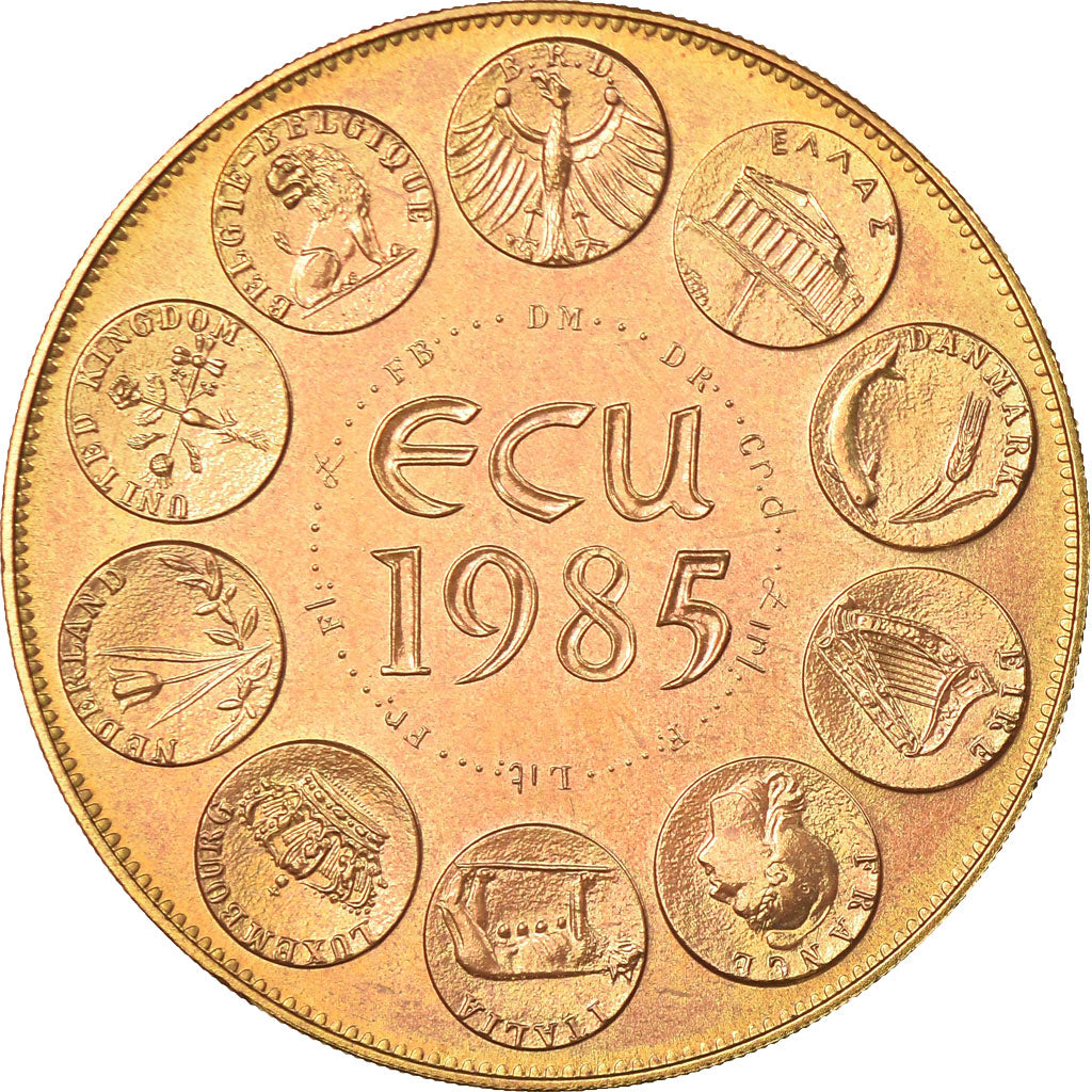 Francia, medalla, Ecu Europa, Marianne, 1985, Rodier, FDC, Bronce dorado