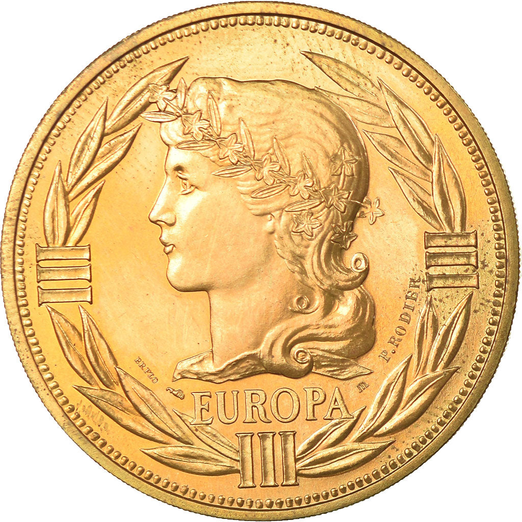França, Medal, Ecu Europa, Marianne, 1987, Rodier, MS(65-70), Bronze Dourado