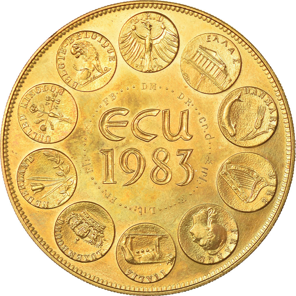 Francia, medaglia, Ecu Europa, Europe Assise, 1983, Rodier, FDC, Bronzo dorato