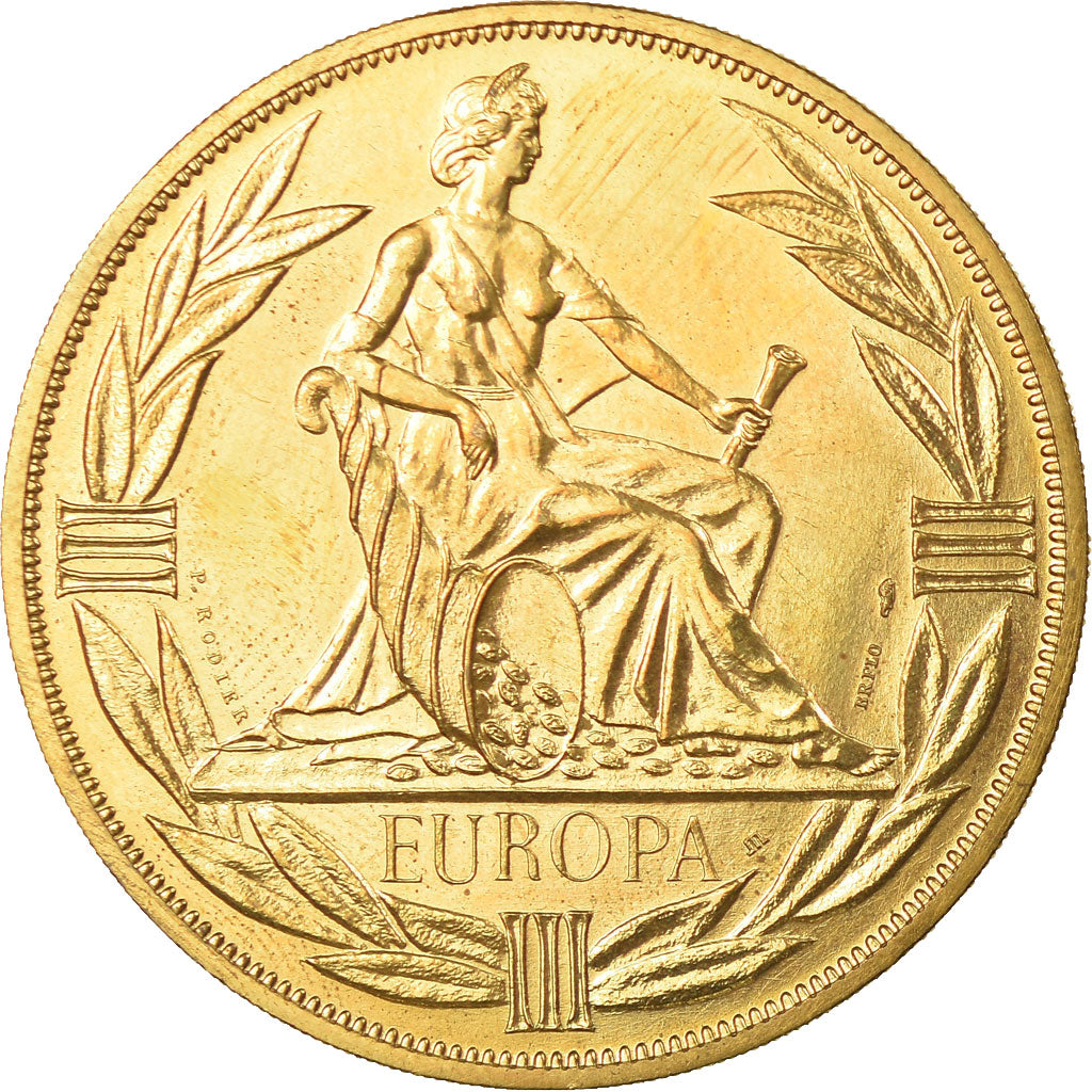 Francia, medaglia, Ecu Europa, Europe Assise, 1983, Rodier, FDC, Bronzo dorato