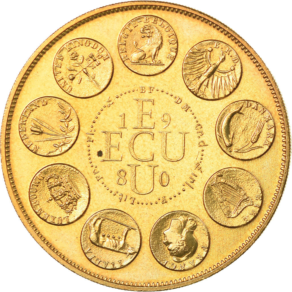France, Médaille, Ecu Europa, Europe Assise, 1980, Rodier, FDC, Gilt Bronze