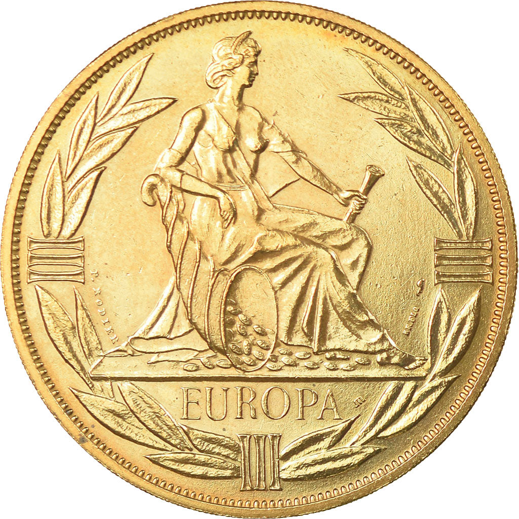 France, Médaille, Ecu Europa, Europe Assise, 1980, Rodier, FDC, Gilt Bronze