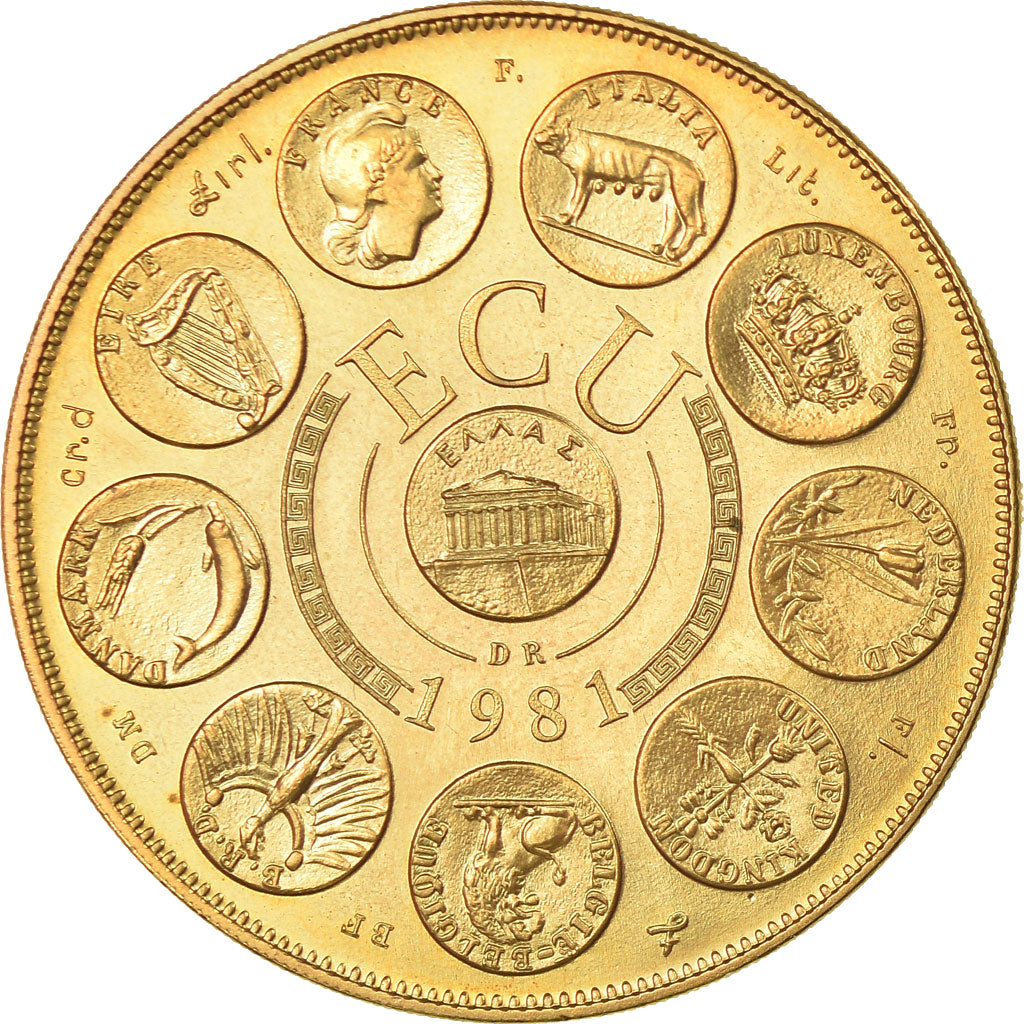 Francja, Medal, Ecu Europa, Europe Assise, 1981, Rodier, MS(65-70), Pokryty