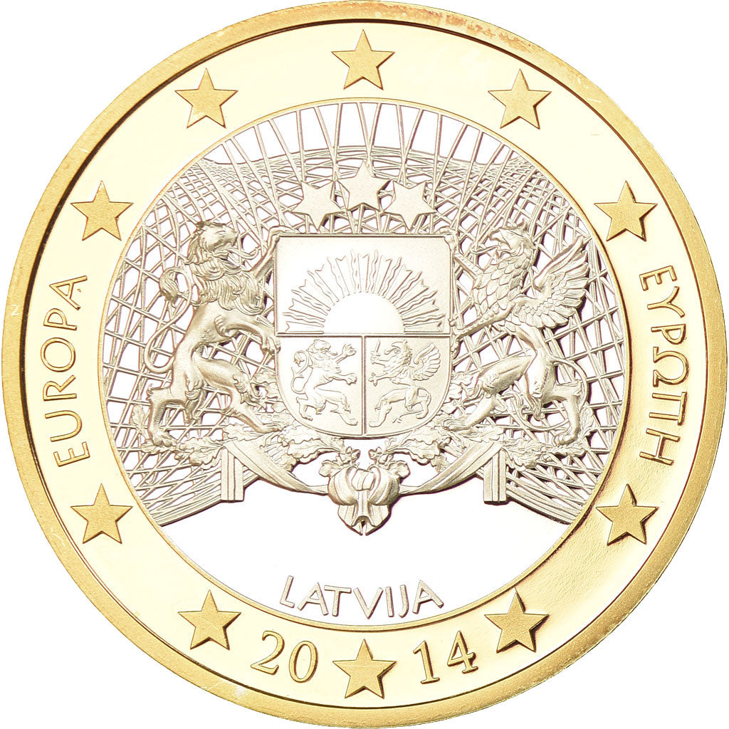 Latvia, Medal, Europe, 5 Euro Essai, 2014, MS(65-70), Bi-Metallic
