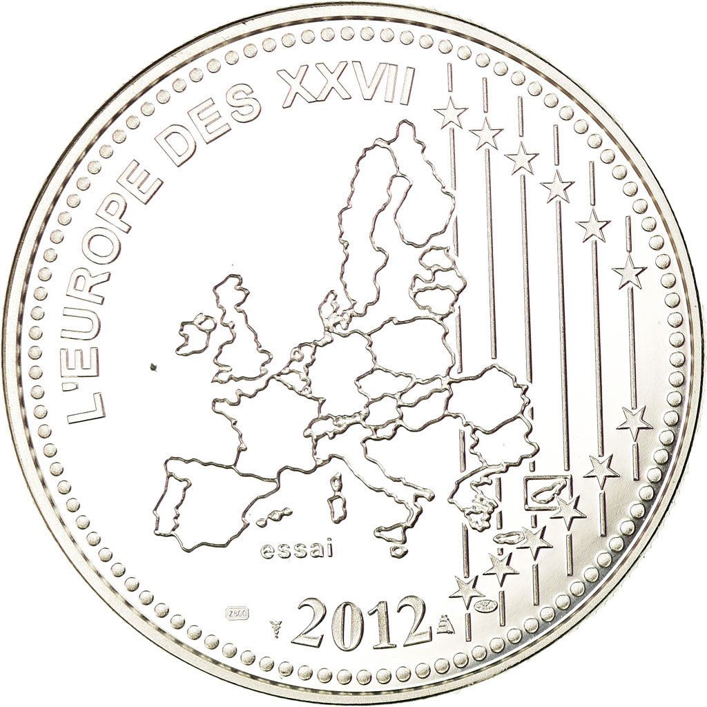 France, Medal, L'Europe des XXVII, 10 Ans de l'Euro, 2012, MS(65-70), Silver